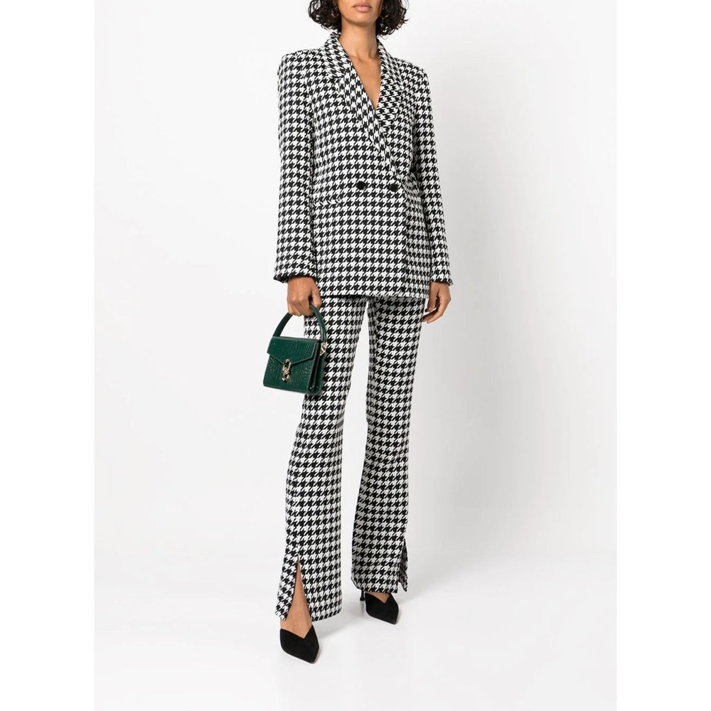NWT Anine Bing Madeleine Double-Breasted Houndstooth Blazer Sz L